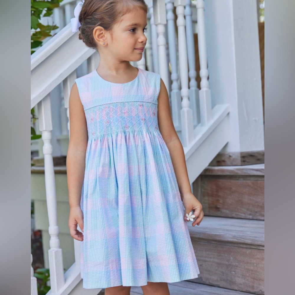 Little English Pastel Checkered Sleeveless Dress